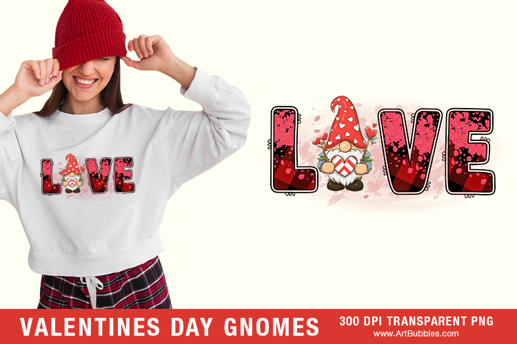 Love PNG Sublimation - Valentine's Day Gnomes