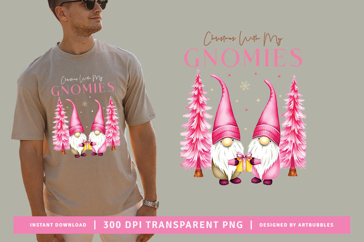 Pink Christmas with My Gnomies Sublimation PNG