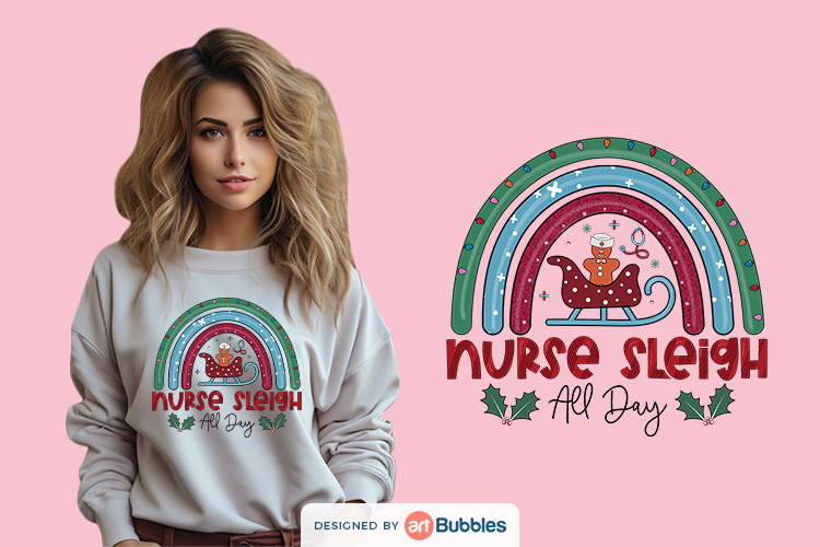 Nurse Sleigh All Day Png Christmas Sublimation