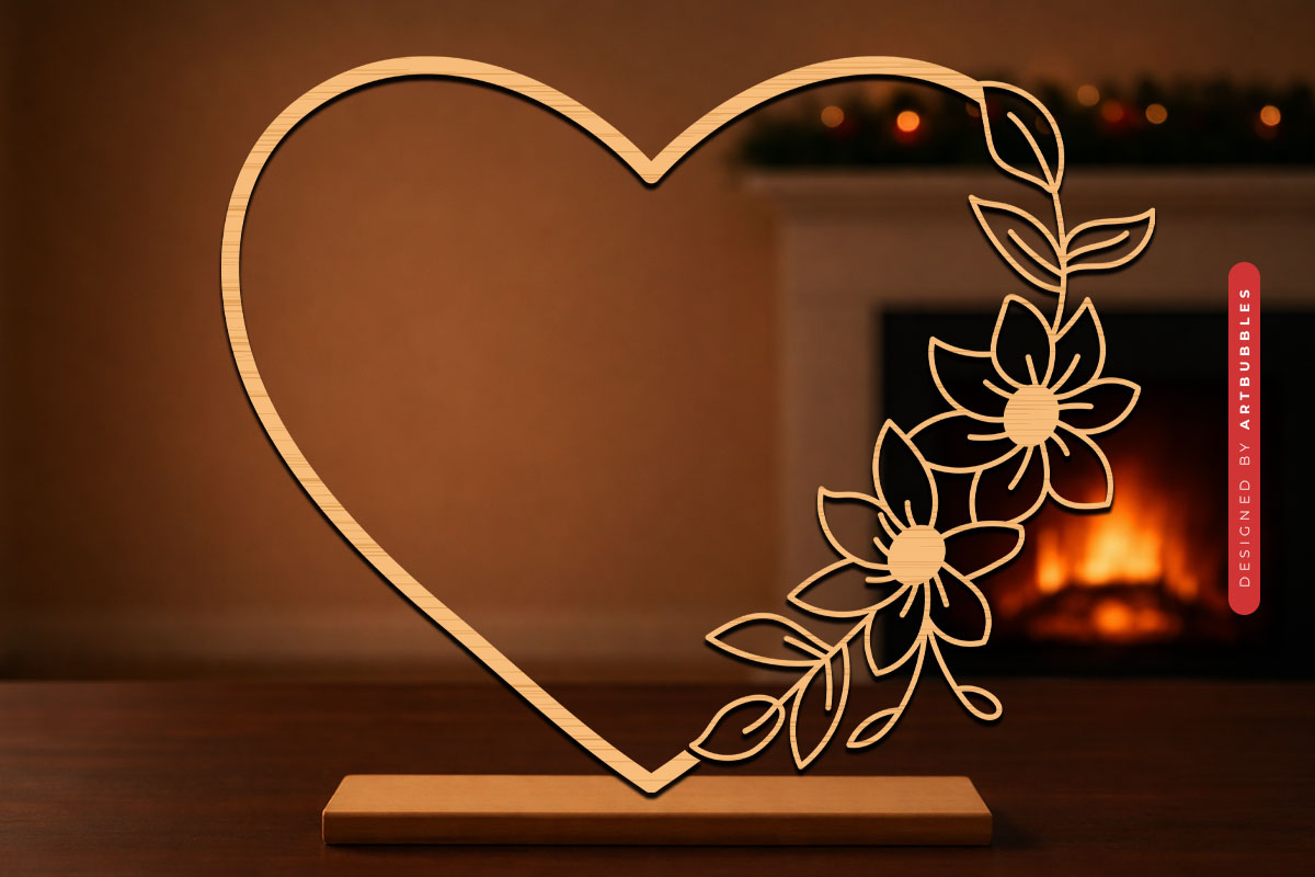 Floral Valentine Heart Laser Cut SVG File Image 2.jpg