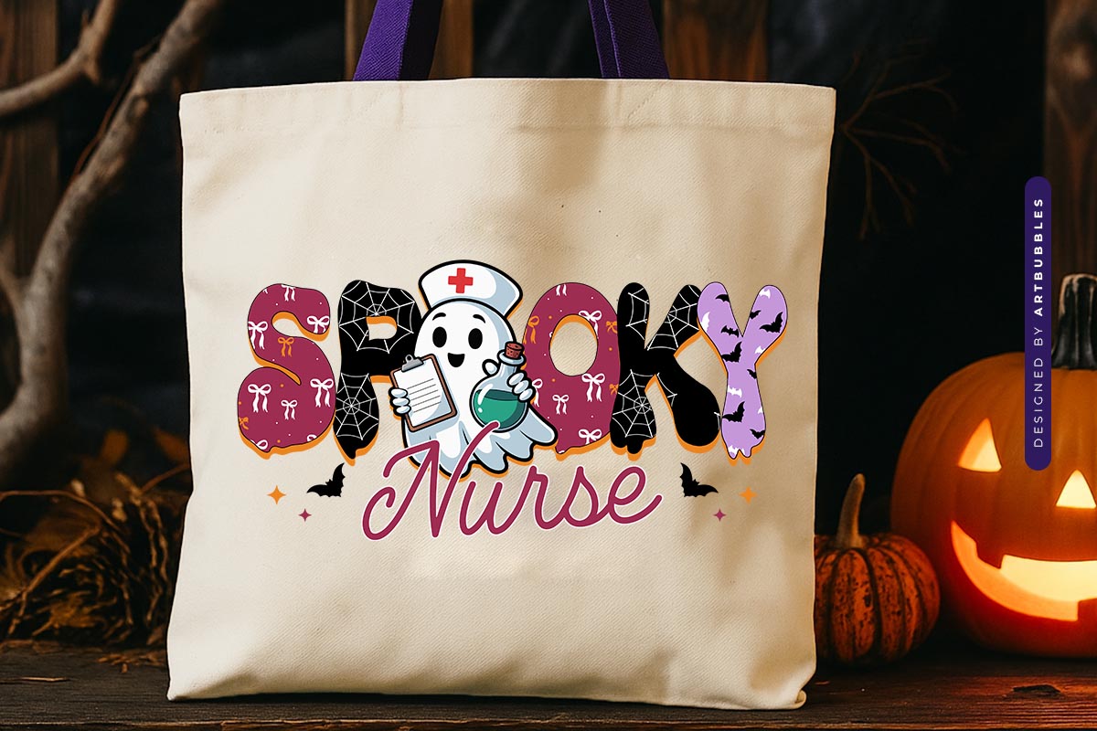 Spooky Nurse - Halloween Sublimation Print Tote Bag Mockup Image.jpg