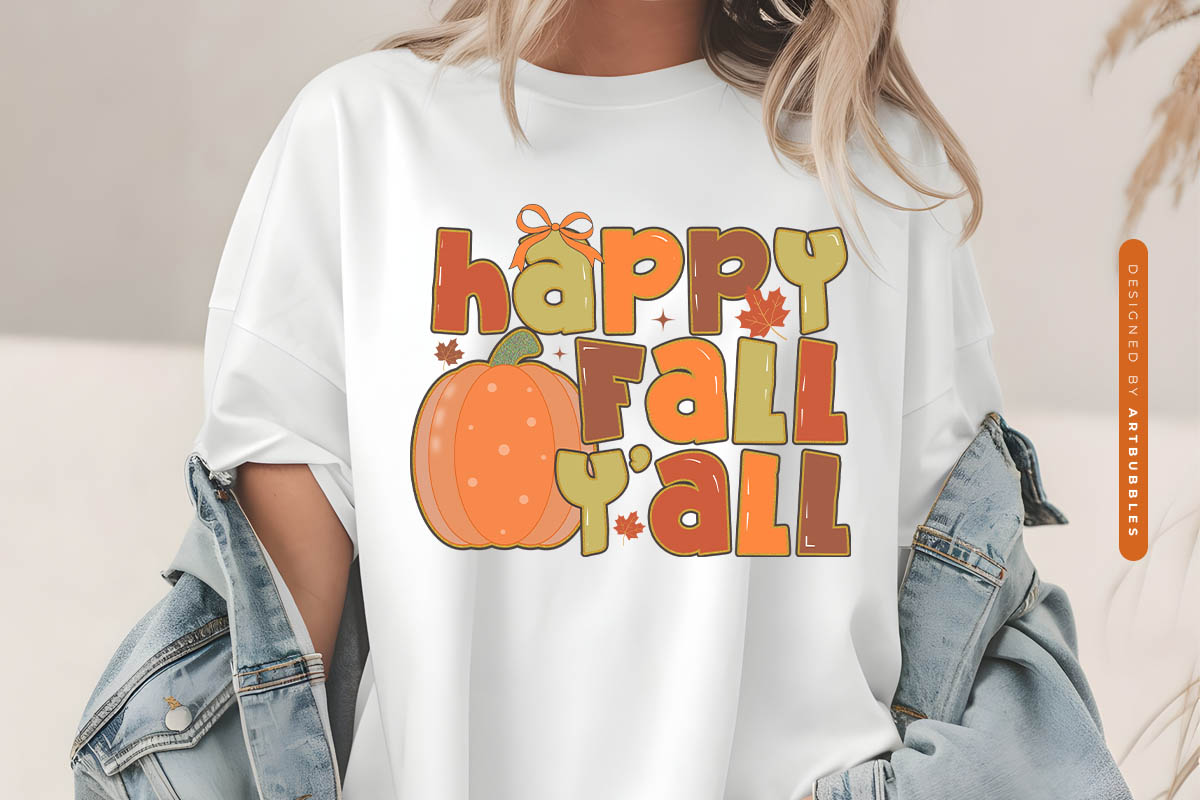 Preppy Happy Fall Y'all Coquette Sublimation Tshirt Mockup Image.jpg