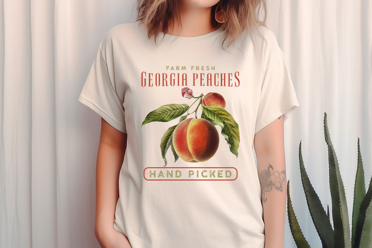 Georgia Peaches - Vintage Fruit Sublimation Design Shirt Mockup Image 2.jpg