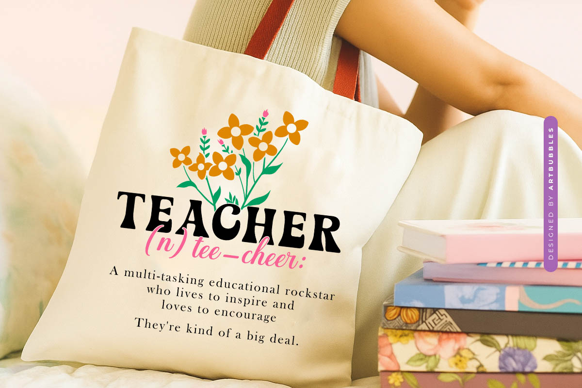 Floral Retro Teacher Definition SVG