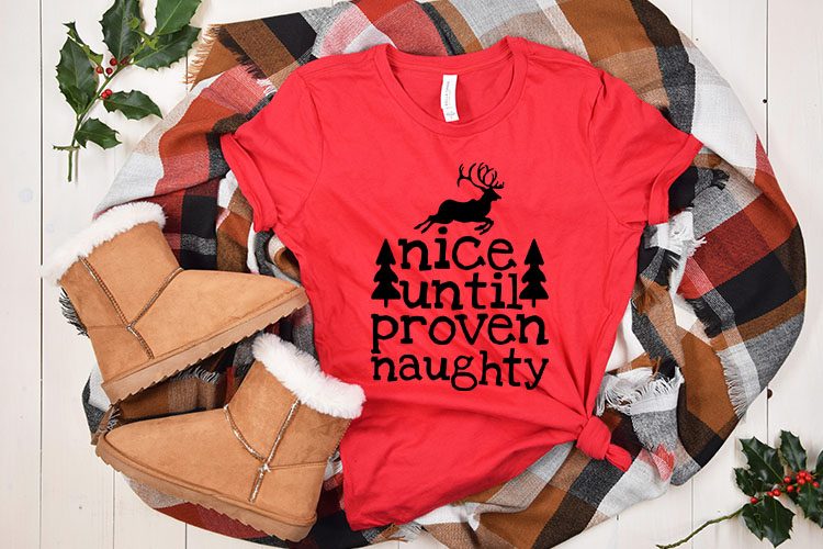 Nice Until Proven Naughty - Funny Christmas SVG Free Tshirt Mockup Image.jpg