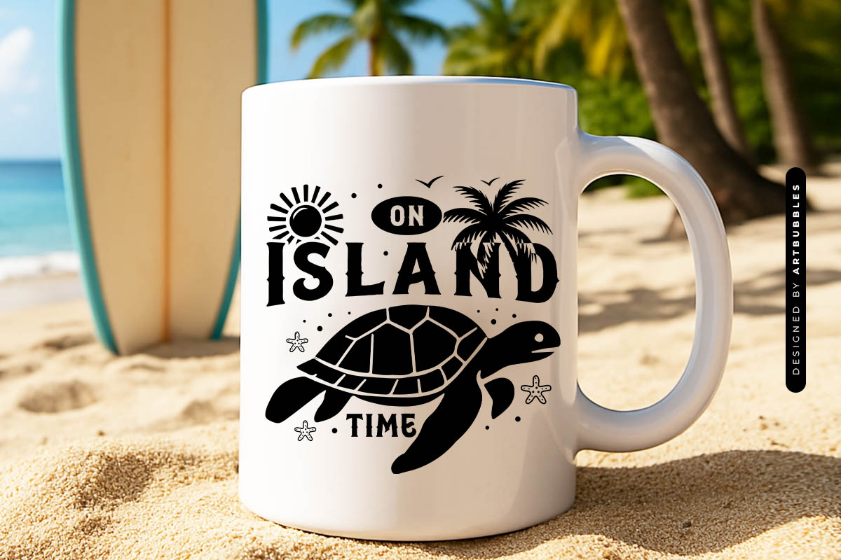 On Island Time - Summer Turtle SVG File Mug Mockup Image.jpg