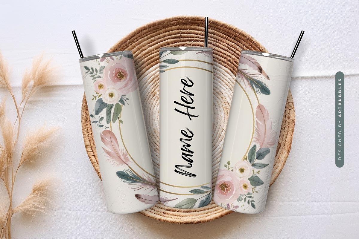 20oz Boho Floral Tumbler Sublimation Wrap Image 3.jpg