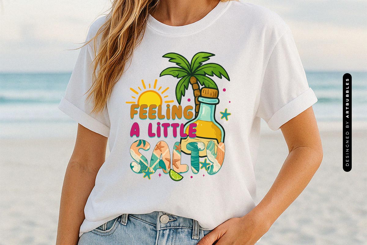 Feeling a Little Salty - Summer Sublimation PNG T-Shirt Mockup Image.jpg