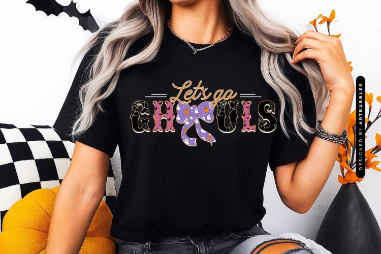 Let's Go Ghouls - Halloween Coquette Sublimation Tshirt Mockup Image.jpg