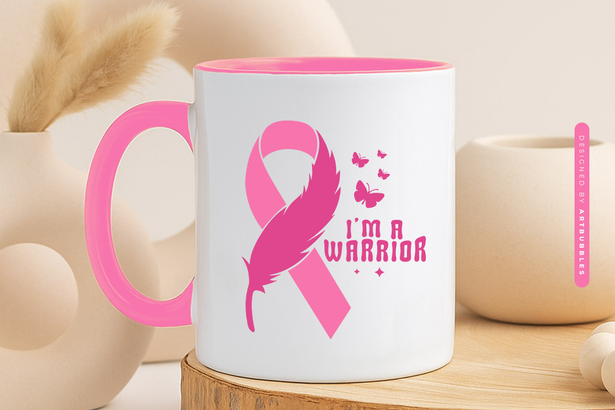 I'm a Warrior - Retro Breast Cancer SVG Mug Mockup Image.jpg