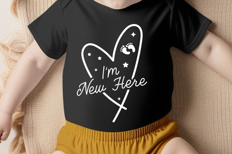 I'm New Here - Handmade Newborn Baby SVG Tshirt Mockup Image.jpg