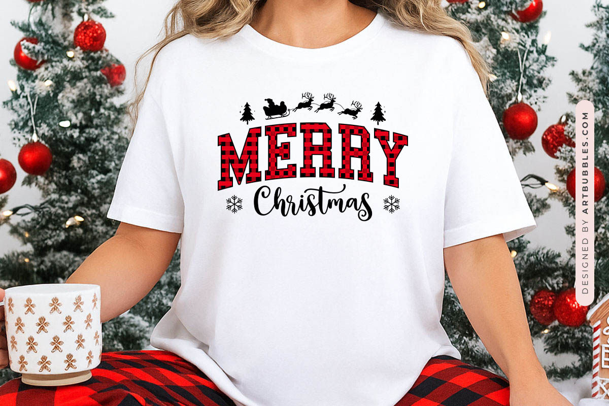 Buffalo Plaid Merry Christmas SVG Shirt Mockup image.jpg