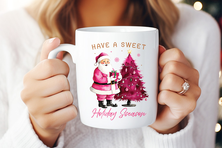 Have A Sweet Holiday Season - Pink Christmas Sublimation Mug Mockup Image.jpg