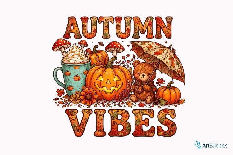 Autumn Vibes - Fall Sublimation PNG Design