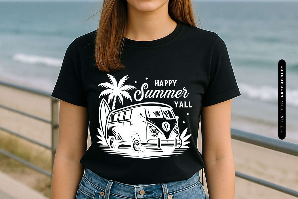Happy Summer Y'all SVG Cut File T-shirt Mockup Image.jpg