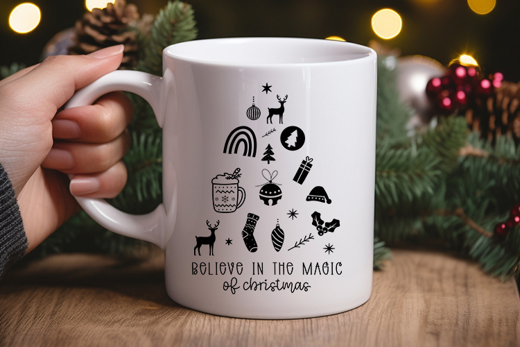 Boho Believe in the Magic of Christmas SVG File Mug Mockup Image.jpg