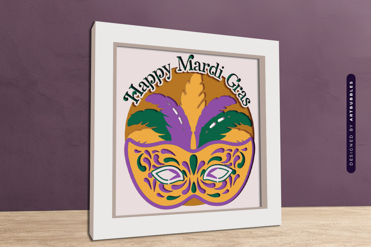 Happy Mardi Gras Shadow Box SVG