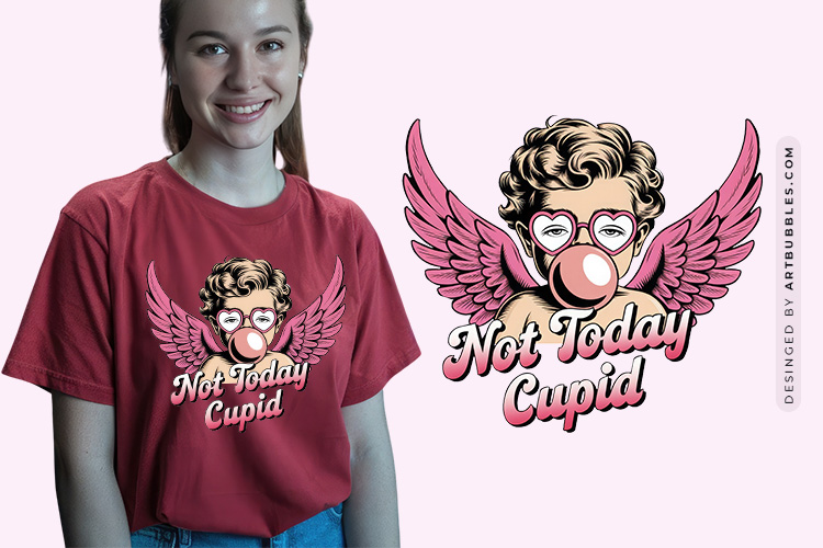 Funny Retro Valentine Sublimation - Not Today Cupid