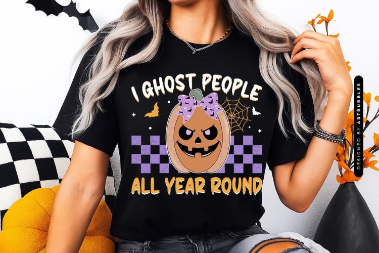 I Ghost People All Year Round - Halloween Sublimation Tshirt Mockup Image.jpg