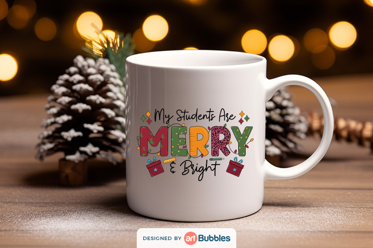 My Students Are Merry & Bright, Teacher Christmas Shirt PNG Preview 02.jpg