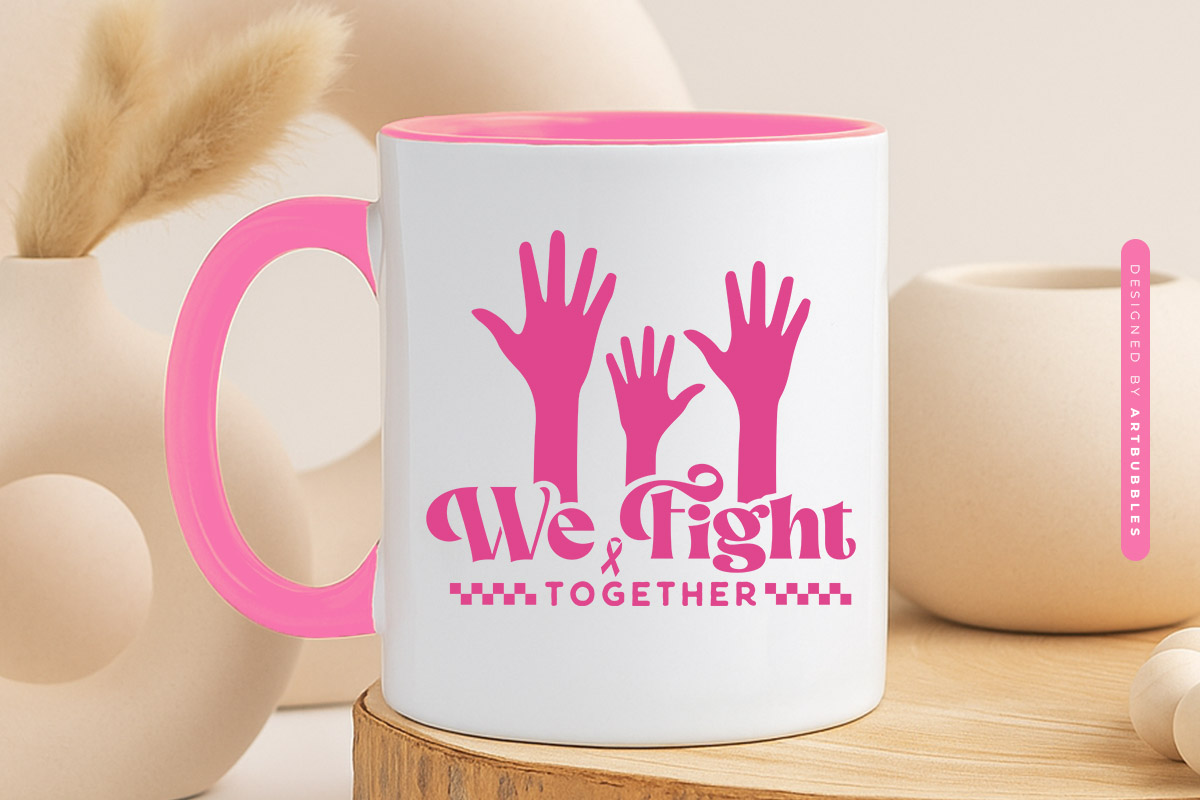 We Fight Together - Retro Breast Cancer Awareness SVG Mug Mockup Image.jpg