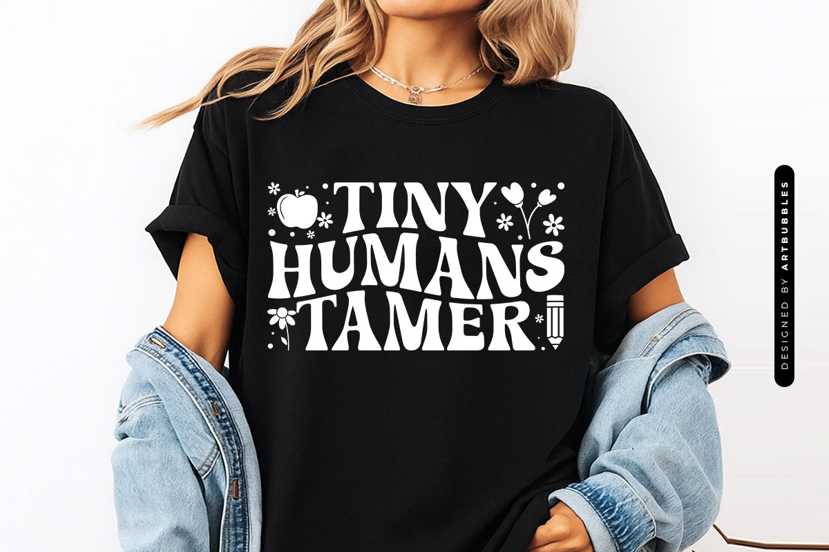 Tiny Human Tamer - Floral Teacher Quote SVG Shirt Mockup Image.jpg