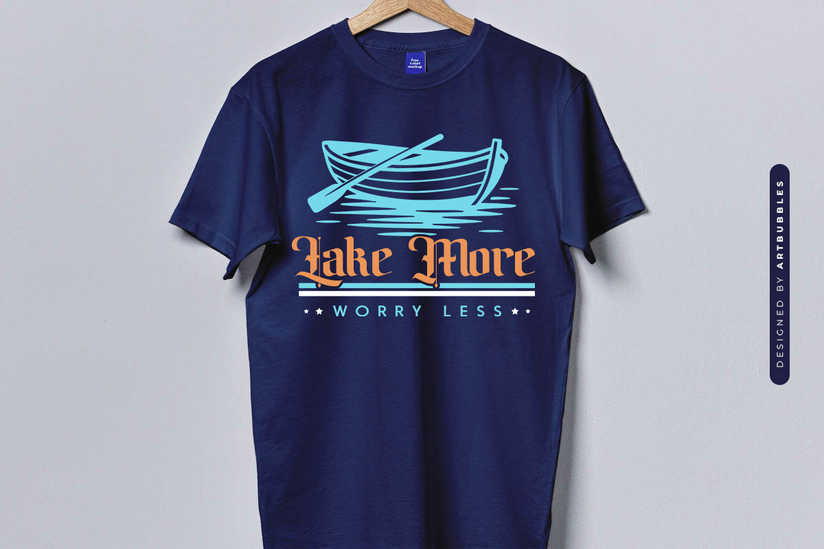 Lake More Worry Less SVG Design Blue shirt Mockup Image.jpg