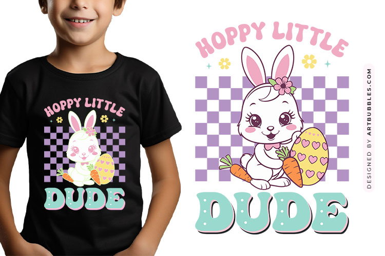Hoppy Little Dude - Retro Easter Bunny Sublimation Image.jpg