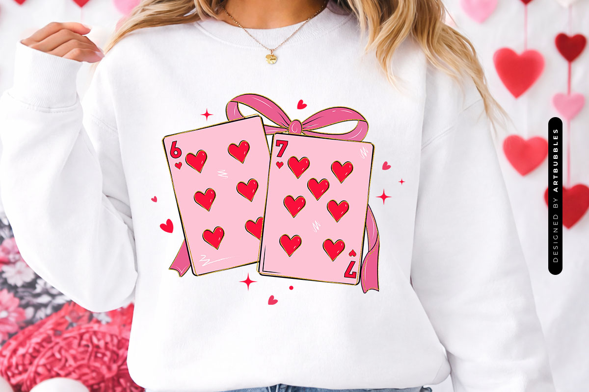 Preppy Coquette 67 Valentine Playing Card PNG