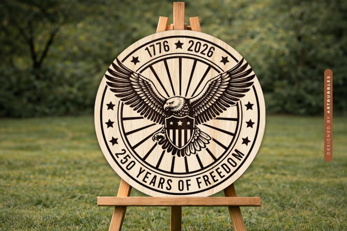 Laser Cut USA 250 Years of Freedom Eagle SVG Image.jpg