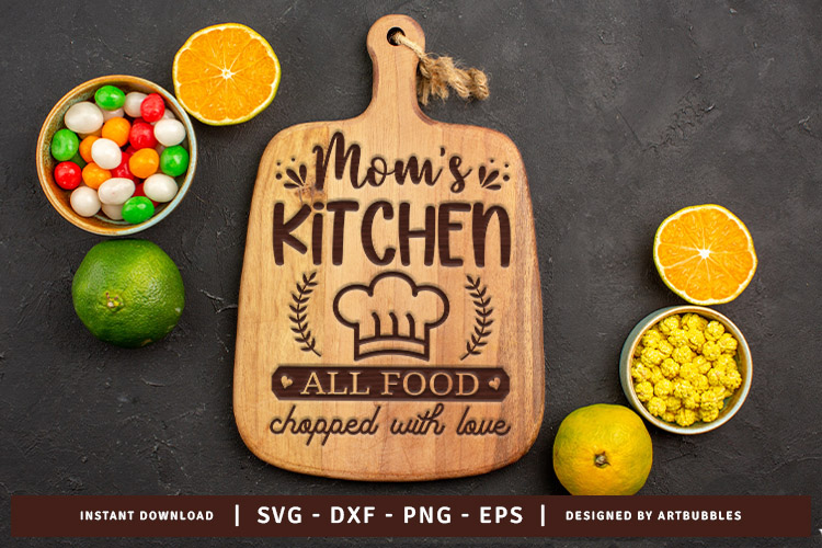 Mom's Kitchen Cutting Board SVG Vector