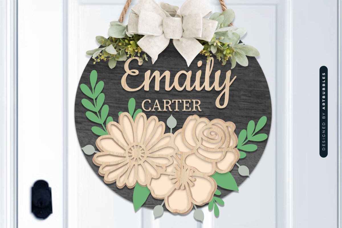Personalized Floral Door Hanger SVG Vector Image 2.jpg