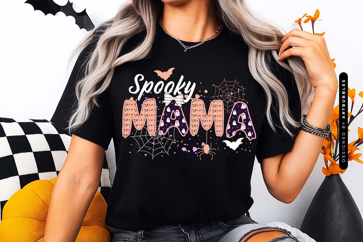 Spooky Mama - Halloween Sublimation Transfer T-shirt Mockup Image.jpg