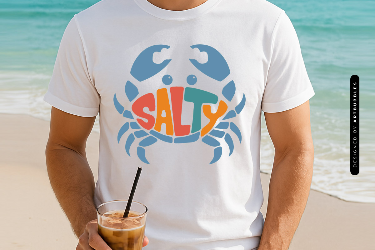 Salty - Funny Summer Crab SVG Shirt Mockup Image.jpg