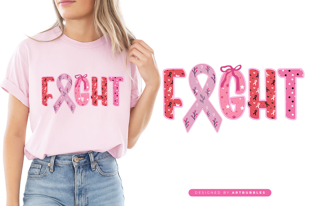 Fight - Coquette Breast Cancer Sublimation Transfer