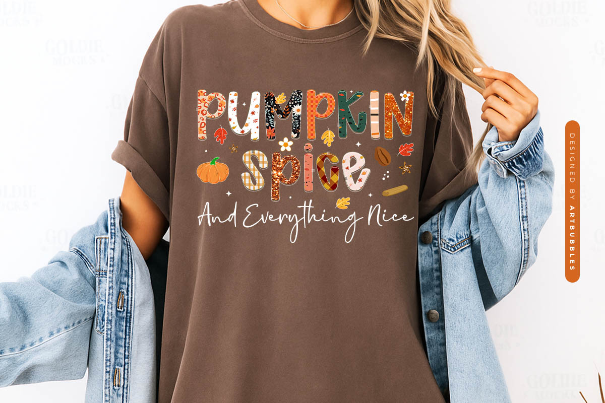 Pumpkin Spice - Preppy Fall Quote Sublimation Shirt Mockup image.jpg