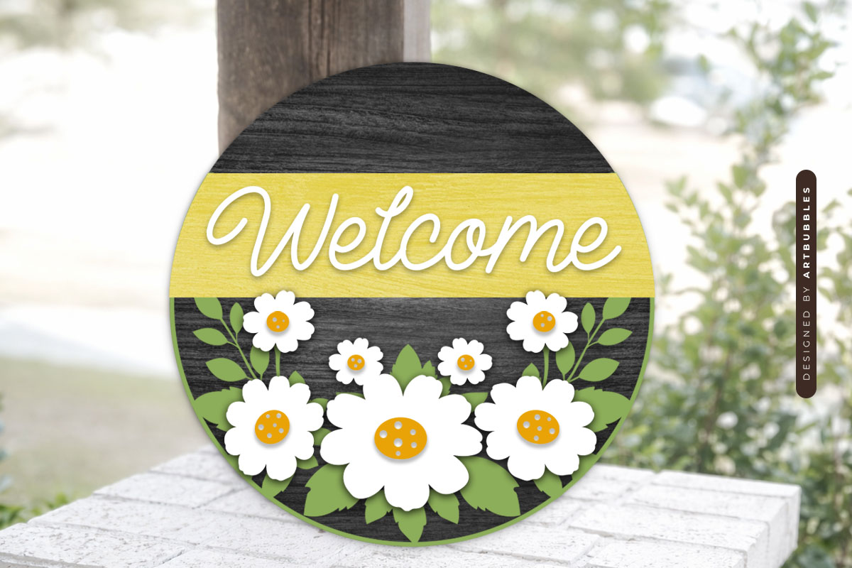 Floral Round Welcome Door Hanger SVG Image 2.jpg