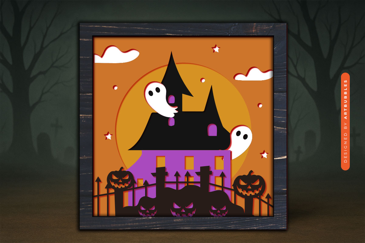 Spooky House Halloween Layered Shadow SVG File Image 3.jpg