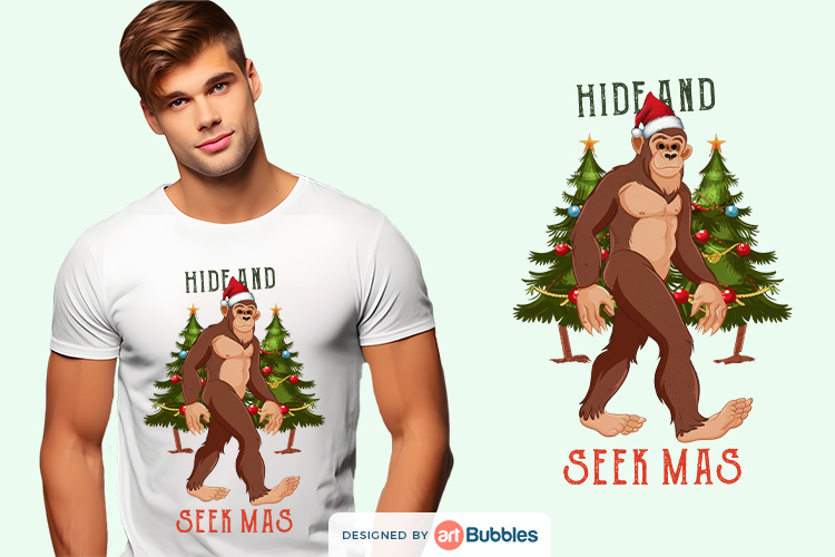 Christmas Bigfoot Sublimation - Hide and Seek Mas PNG