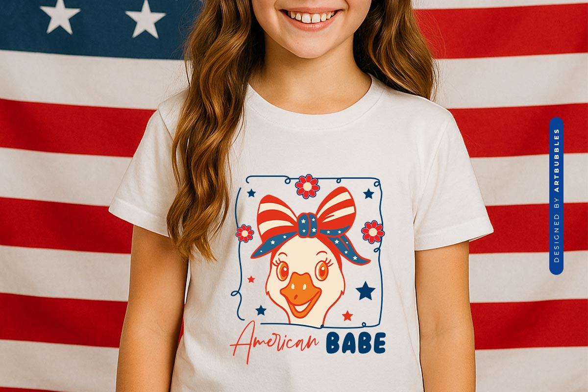 American Babe - Cute 4th of July Sublimation T-shirt Mockup Image.jpg