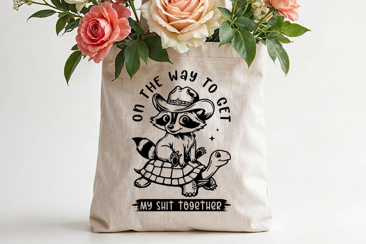 On the Way to Get My Shit Together - Funny Raccoon SVG Tote Bag Mockup Image.jpg