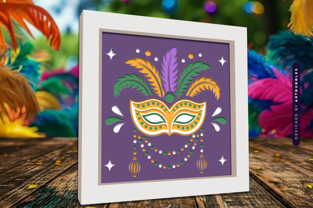 3D Mardi Gras Mask Shadow Box SVG Image 3.jpg