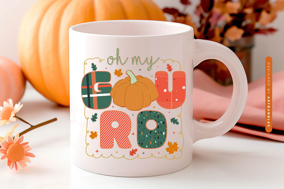 Oh My Guard - Preppy Fall Pumpkin Sublimation Mug Mockup image.jpg