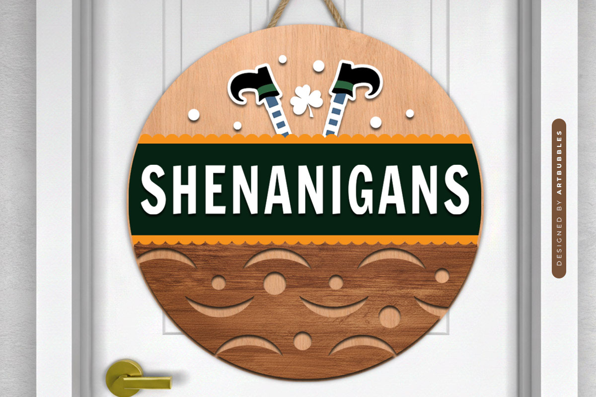 St Patrick's Day Door Hanger Sign SVG