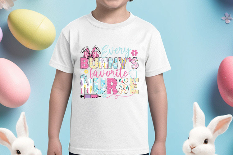 Every Bunny's Favorite Nurse - Coquette Easter PNG Shirt Mockup Image.jpg
