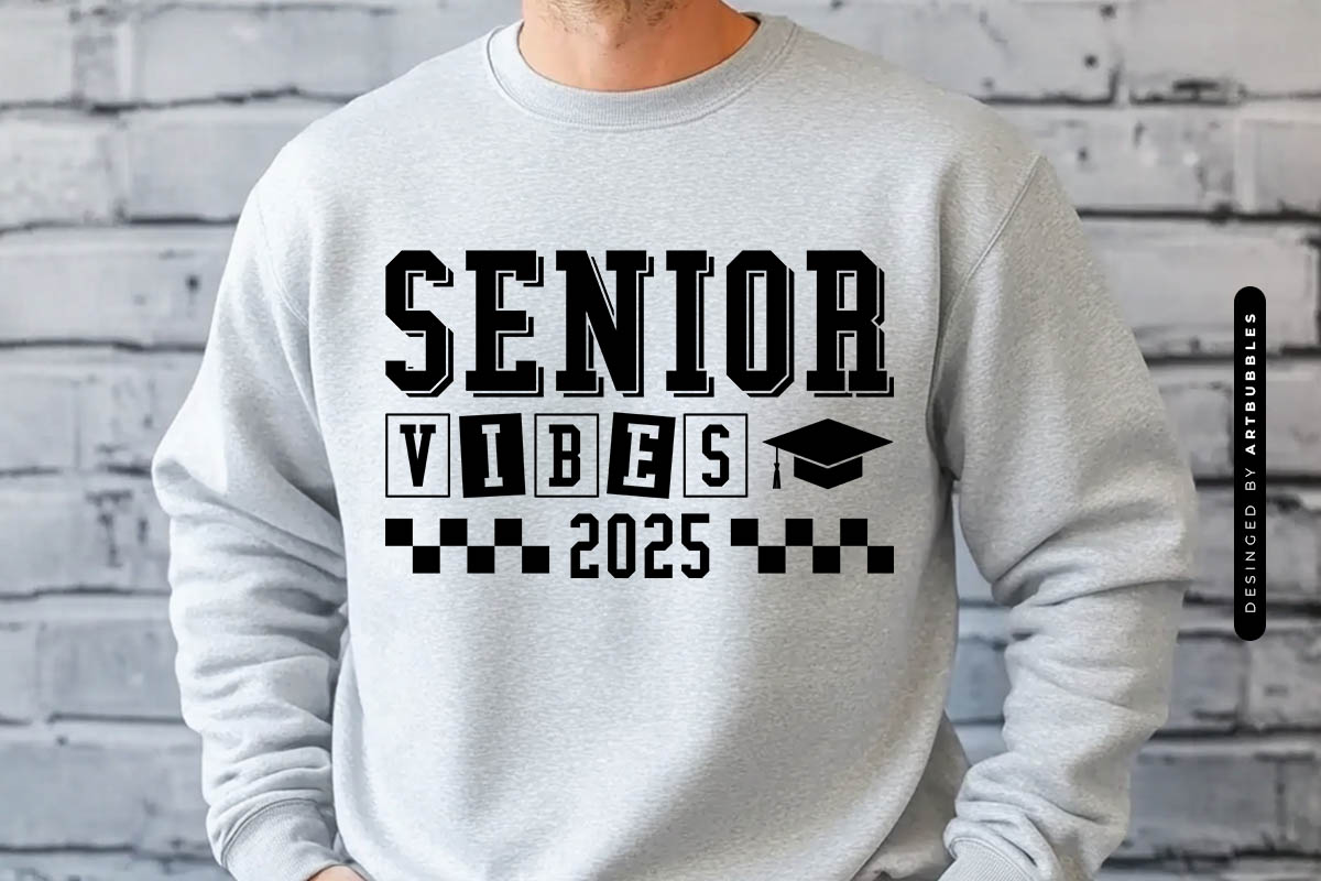 Senior Vibes 2025 - Graduation SVG Design Shirt Mockup Image.jpg