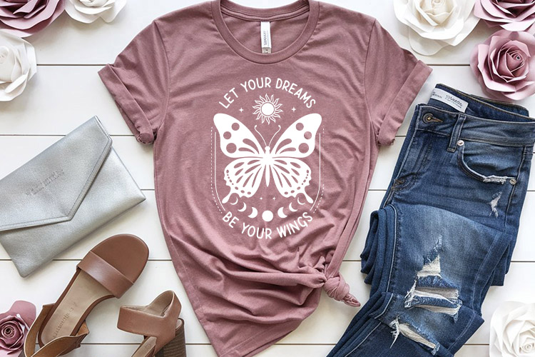 Let Your Dreams Be Your Wings - Butterfly SVG Free Shirt Mockup Image.jpg