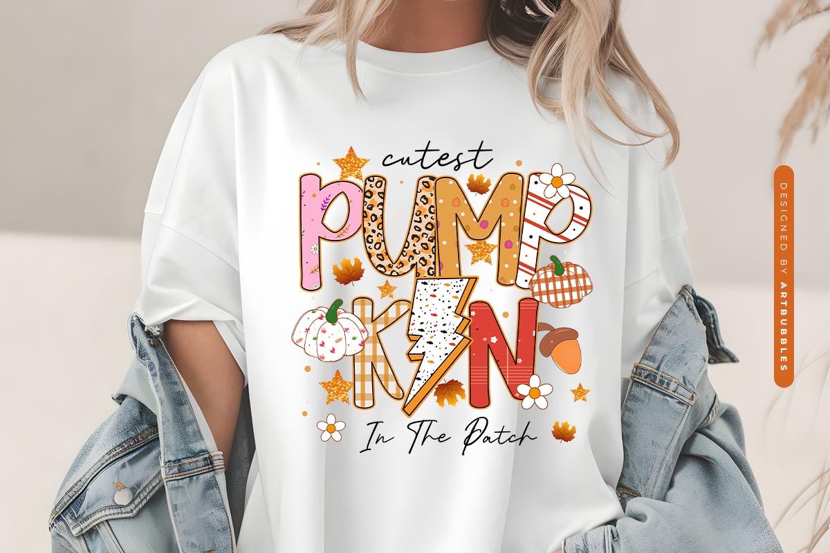 Cutest Pumpkin in the Patch - Fall Preppy Sublimation Tshirt Mockup Image.jpg
