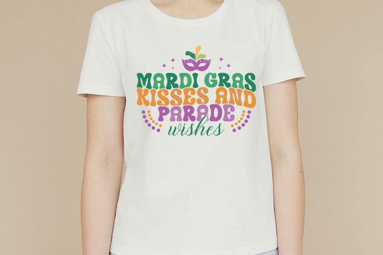 Mardi Gras Kisses and Parade Wishes SVG Shirt Mockup Image.jpg
