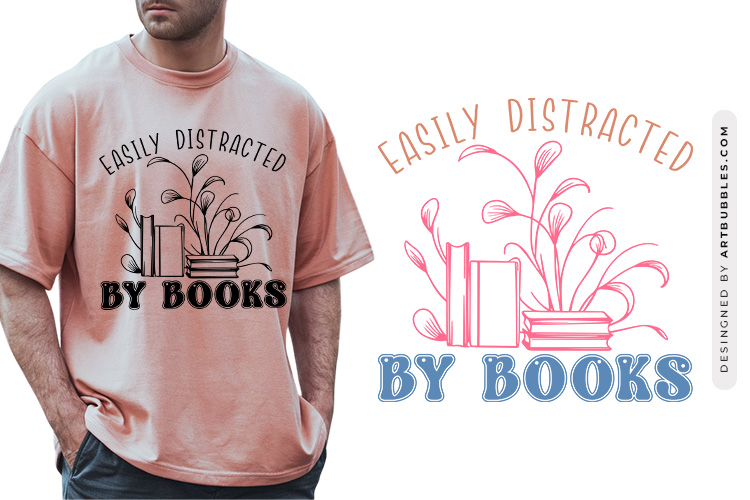 Easily Distracted by Books - Reading SVG File